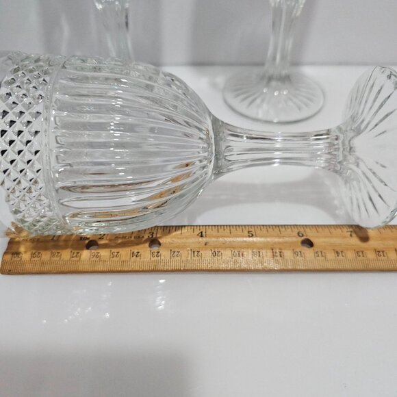 3 Libbey Radiant Water Glasses Vintage Pressed Glass 7" diamond ribbed patterned - Picture 4 of 7